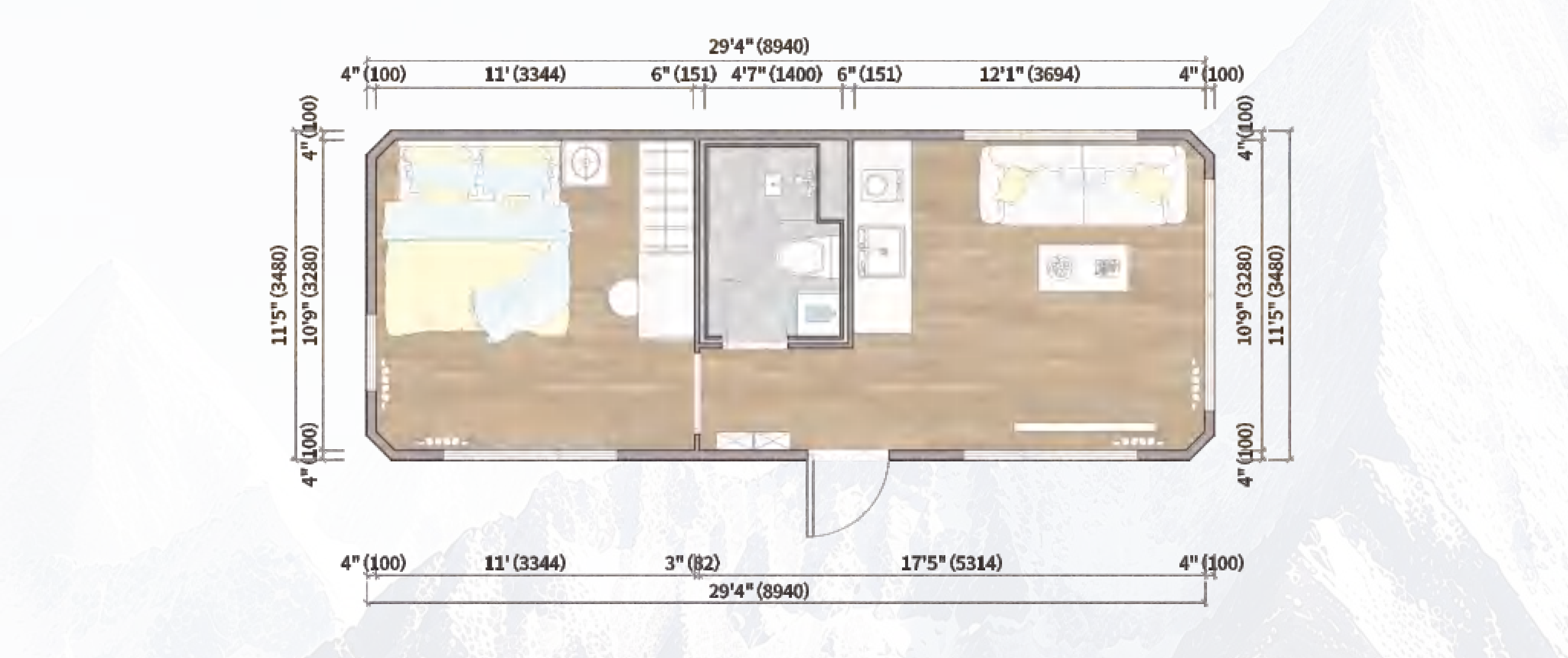 MG3-31A dimensioned floor plan