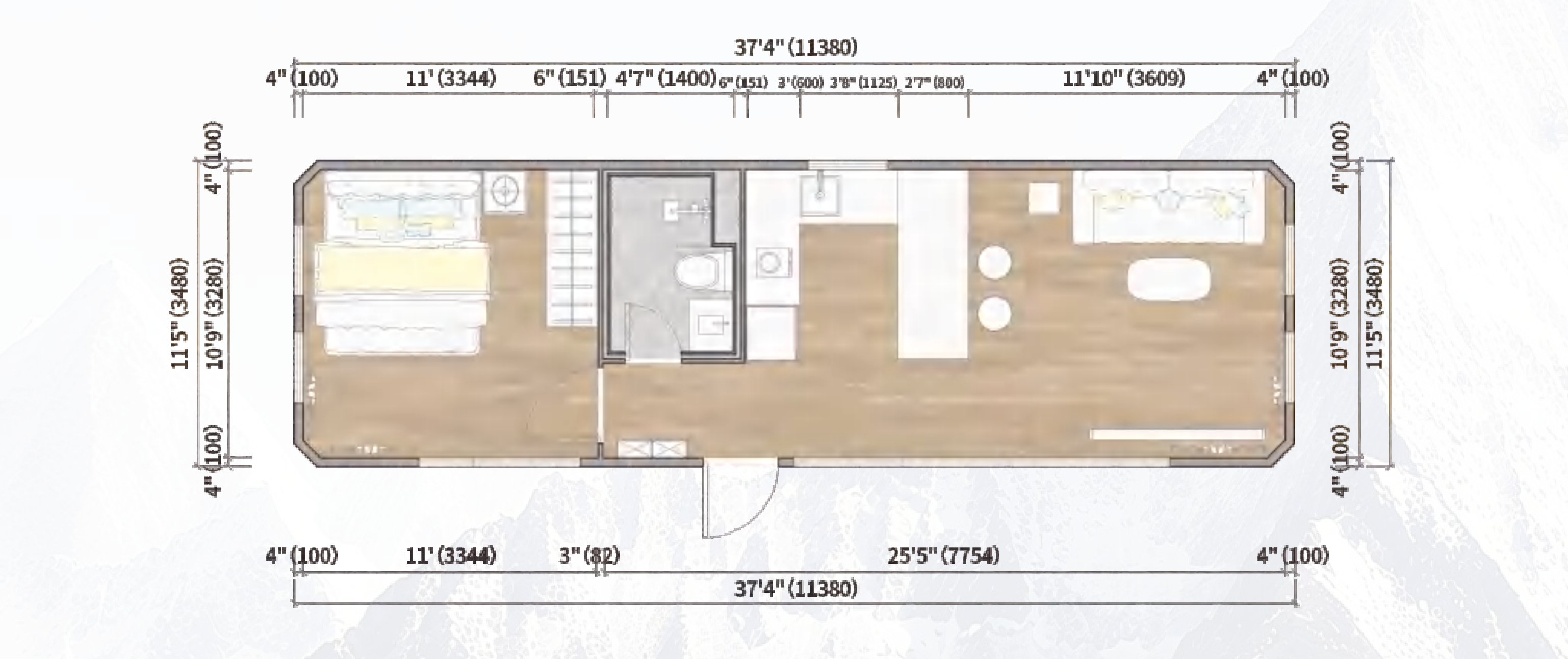 MG3-40B dimensioned floor plan