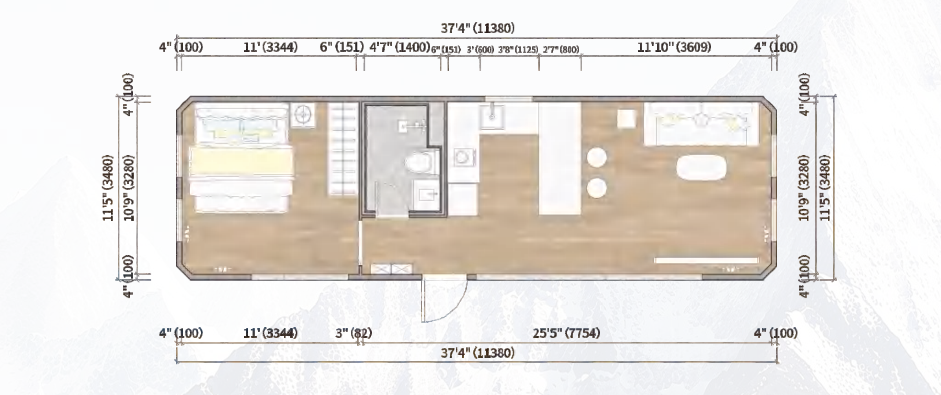 MH7-40 dimensioned floor plan